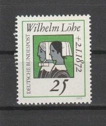 1972 Almanya Wilhelm Löhe'nin Ölümünün 100. Yıldönümü Damgasız Tam Seri MNH