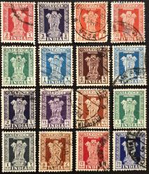 +++ HİNDİSTAN ASHOKA ASLANI     1957    16 ÇEŞİT - DAMGALI