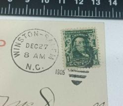 Antika 1905 Movarian Graveyard Salem North Carolina Amerika Kart Postal 1 Cent Franklin  Pulu
