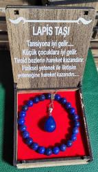 LAPİS  BİLEKLİK VE KOLYE  SET ( KUTULU ) Doğal Taş
