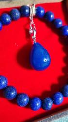 LAPİS  BİLEKLİK VE KOLYE  SET ( KUTULU ) Doğal Taş