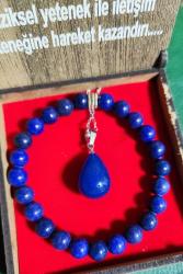 LAPİS  BİLEKLİK VE KOLYE  SET ( KUTULU ) Doğal Taş