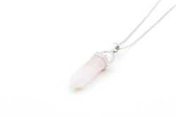 Hakiki Pandül Model Doğal Pembe Kuvars Taşı Kolye Ucu