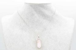 Hakiki Pandül Model Doğal Pembe Kuvars Taşı Kolye Ucu