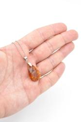 Orijinal Doğal Fosilli Damla Kehribar Kolye Ucu 001