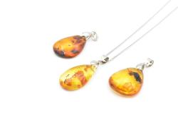 Orijinal Doğal Fosilli Damla Kehribar Kolye Ucu 002