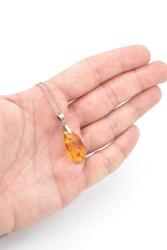 Orijinal Doğal Fosilli Damla Kehribar Kolye Ucu 002