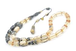 Hakan Turan İmzalı Kapsül Kesim Gri Renk Süzmesi Sıkma Kehribar Tesbih