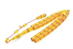 Hakan Turan İmzalı Kesme Model Sarı Sıkma Kehribar Tesbih