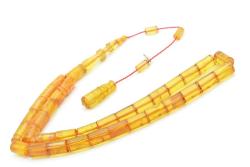 Hakan Turan İmzalı Kesme Model Hareli Sarı Sıkma Kehribar Tesbih