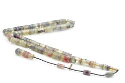 Hakan Turan İmzalı Kesme Model Kırmızı Gri Sıkma Kehribar Tesbih