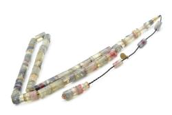 Hakan Turan İmzalı Kesme Model Kırmızı Gri Sıkma Kehribar Tesbih