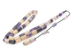 Hakan Turan İmzalı Kesme Model Bej Mor Sıkma Kehribar Tesbih