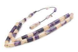 Hakan Turan İmzalı Kesme Model Bej Mor Sıkma Kehribar Tesbih