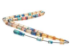 Hakan Turan İmzalı Kesme Model Kırmızı Mavi Sıkma Kehribar Tesbih