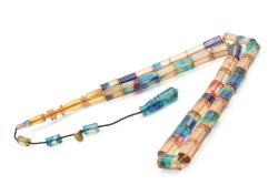 Hakan Turan İmzalı Kesme Model Kırmızı Mavi Sıkma Kehribar Tesbih