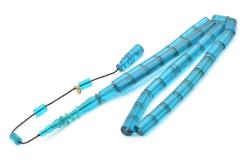 Hakan Turan İmzalı Kesme Model Mavi Sıkma Kehribar Tesbih