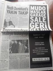 Star Gazetesi - Turkish Newspaper - 1 Eylül 1999 - tarihin en büyük yıkımı için tarihi kararlar alındı kasım'a kadar 80 bin Türk malı kutu ev bitirilecek - Fay Bu evin mutfağından içeri girdi salondan çıktı bina çökmedi kimse ölmedi fotoğraf - Başbakan Bülent Ecevit'in dün çok özel bir konuğu vardı ABD Başkanı Bill Clinton - Kenan Evren yaşıyor - Küçükçekmece gölü ikinci Haliç oluyor Fotoğrafı - eşkıya Şener Şen Cumali Uğur Yücel ile erkek erkeğe tatilde - sağlık Bakanı Osman Durmuş'un sadece 3 doktor var diyerek 7 gündür bir hasta bile yollamadığı ABD'nin yüzer Hastanesi'nde 631 yatak 6 ameliyathane ve 80 doktor bulunuyor - Barış Manço'suz 7 ay - Gölcük Yalova ve Çınarcık'ta çadır semtler Fotoğrafı - deprem bölgesinde üşüyen Rahşan Ecevit'e Bülent Ecevit kasketini verdi fotoğraf - Nezih Demirkent'e yakın takip - Kızılay çadırları kalkıyor - Avrupa Birliği ile Balayı - Dava filmi başrolde John Travolta sinemalarda - futbol federasyonu Başkanı Haluk Ulusoy yıldıramazlar dedi