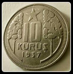 1937 - 10 KURUŞ (TCM37.) “S / AB” Az Bulunur.