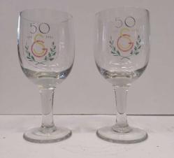 Galatasaray 50.Yıl Özel Üretim Cam Bardak (1905-1955) 2 Adet