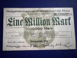 Notgeld Almanya Bavyera Palatinate 1000000 Mark 1923. Numista Nadirlik Endeksi:77