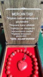 MERCAN BİLEKLİK VE KOLYE SET ( KUTULU ) Doğal Taş