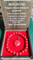 MERCAN BİLEKLİK VE KOLYE SET ( KUTULU ) Doğal Taş