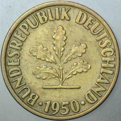ALMANYA 10 PFENNİG 1950 D= MÜNİH DARBI.