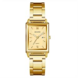 Erkekler için Moda Kuvars Saat, Otomatik Tarihli, Dikdörtgen Kasa Analog Gösterge, Dayanıklı Metal Kordon, Ofis & Günlük Kullanım için Şık Zaman Ölçer