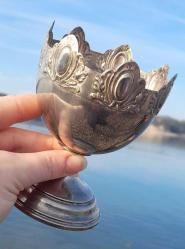 Antika 19 y.y. fiyonklu art nouveau pirinç şekerlik