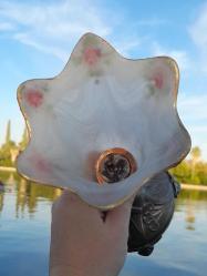 Antika art nouveau opalin mat cam ve metal mumluk