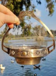 Antika art nouveau bakır sepet şekerlik Argentor