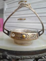 Antika art nouveau bakır sepet şekerlik Argentor