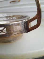 Antika art nouveau bakır sepet şekerlik Argentor