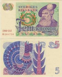 ** İSVEÇ 5 KRON 1969 ÇİLALTI.