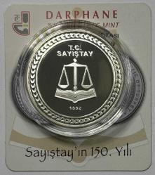 2012 Sayıştay’ın 150. Yılı 925 Ayar Gümüş Hatıra Parası Sertifikalı Orijinal Darphane Poşetinde