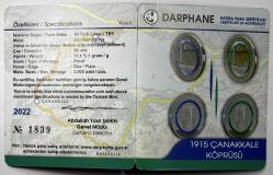 1915 Çanakkale Köprüsü 2022 , 333 Ayar Gümüş Kutulu Sertifikalı Koleksiyonluk Hatıra Para