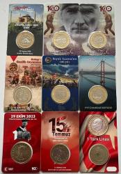 Tedavül 1 TL  Hatıra Para seti 9adet