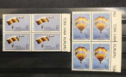 1985 TÜRK HAVA KURUMU SERİSİ DÖRTLÜ BLOK DAMGASIZ MNH p466a