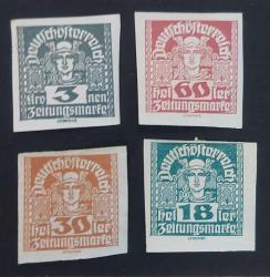 Avusturya 1920 damgasız gazete pulları 4 çeşit