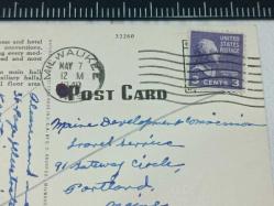 Antika 1949 The Auditorium Milwaukee  WIS Amerika Kart Postal 3 Cents JEFFERSON Posta Pulu