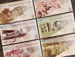 Fantezi, 0 Euro / Cumhuriyet'in 100. Yılı Mustafa Kemal ATATÜRK ve 19 Mayıs 1919 Temalı Fantezi Hatıra Seti (Özel Koleksiyonluk Baskı.) Ön Yüzde: ATATÜRK Portresi ve 19 Mayıs 1919 İle İlgili Sözleri. Arka Yüzde:  ATATÜRK ve 19 Mayıs 1919 Temalı Çeşitli Fotoğraflar Yer Almaktadır. Kaliteli Kuşe Kağıda 4 Renk Özel Ofset Baskı. + Kabartma Detay Yazı, Hologramlı Yaldız Baskı ve Selefon Uygulaması. (6 Adet/13,5x7,4 cm) MKA'lı Özel Numara. Turkish Fantasy Bank. (ÇİL)