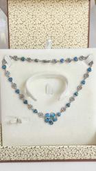 925 AYAR GÜMÜŞ MAVİ OPAL HAWAİİ KOLYE