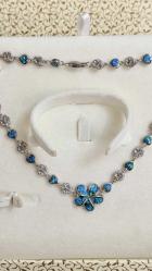 925 AYAR GÜMÜŞ MAVİ OPAL HAWAİİ KOLYE