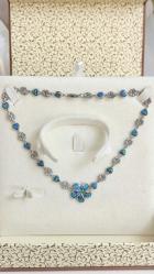 925 AYAR GÜMÜŞ MAVİ OPAL HAWAİİ KOLYE