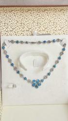 925 AYAR GÜMÜŞ MAVİ OPAL HAWAİİ KOLYE