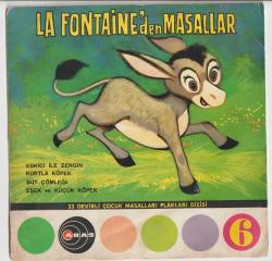 çocuklar için plak - LA FONTAINE'DEN MASALLAR  - nadir 45 lik masal plak -  33 devirli çocuk masalları plakları dizisi