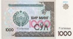 Koleksiyon ürünü Özbekistan 1000 som 2001 ÇİL