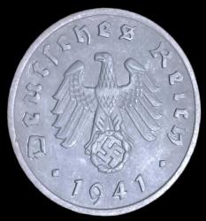 Almanya Adolf Hitler Dönemi 1941 F 1 Reichspfenig Çil çinko 1.80gr