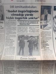 Yeni Devir Gazetesi - Turkish Newspaper - 17 Haziran 1983 - DM üyesi Beşir Hamitoğulları ibadet özgürlüğünün olmadığı yerde hiçbir özgürlük yoktur dedi - Sovyetler Birliği devlet başkanlığına Andropov seçildi - 15 milyarlık alacakları ödenmeyen PANKOBİRLİK ortakları güç durumda - Kenan Evren bugün sinop'a gidiyor - Allah ve peygambere hakaret edenler 3 yıla kadar hapis cezasına çarptırılacak - Başbakan Bülent Ulusu İzmir entegre et ve yem tesislerinin temelini attı - FKÖ Lideri Yaser Arafat bazı gruplar soyutlanabilir dedi - Güney Lübnan'daki Deir kasabası İsrail ablukası altında - Albay Şehit Abbas Kerim Karargah komutanı ile bir konuşma Fotoğrafı - Her İki süper güç de Müslümanlara karşı imha planı hazırlıyor - İstanbul cami ve külliyeleri yazan Mine Alpay - İslam dinamizmine doğru denemeler yazan Kasım Ahmed - ibret alınacak fıkra ve hikayeler yazan Ali Osman Yüksel - oruç ve faziletleri yazan Ahmet Ürkmezoğlu - beyaz insanın hakimiyet devri bitti yazan profesör Seyyid Kutup